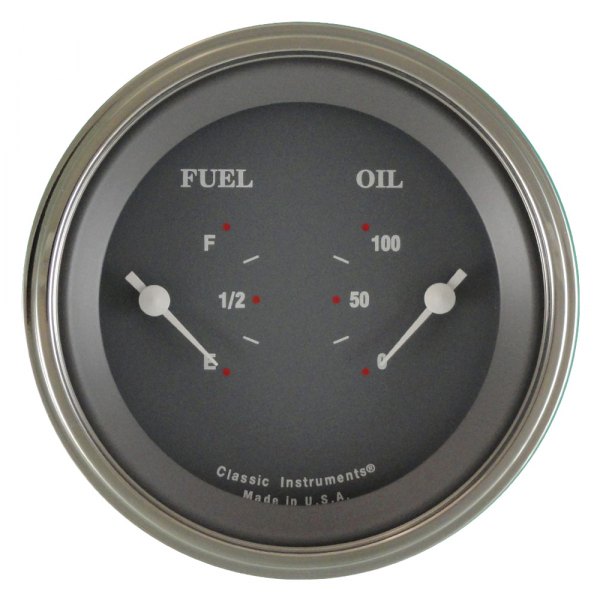 Classic Instruments® - Silver Gray Series 3-3/8" Fuel Level & Oil Pressure Dual Gauge