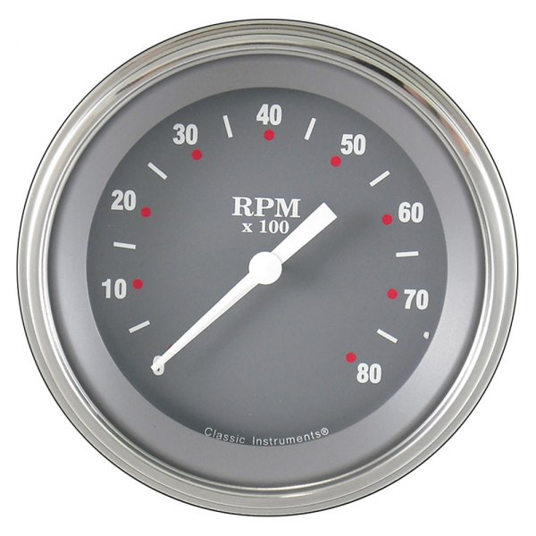 Classic Instruments® - Silver Gray Series 3-3/8" Tachometer, 8,000 RPM