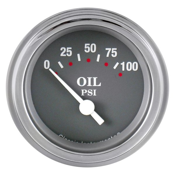 Classic Instruments® - Silver Gray Series 2-1/8" Oil Pressure Gauge, 100 psi