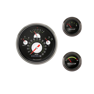 Classic Instruments® - Authentic Tetra Series 4-5/8" Direct Fit 3-Gauge Set, 140 MPH, 8,000 RPM
