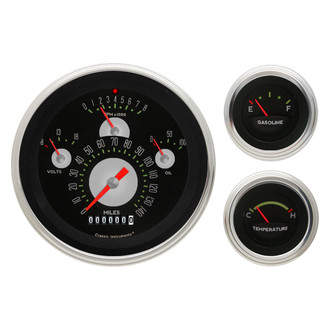 Classic Instruments® - Authentic Tetra Series 4-5/8" Direct Fit 3-Gauge Set, 140 MPH, 8,000 RPM