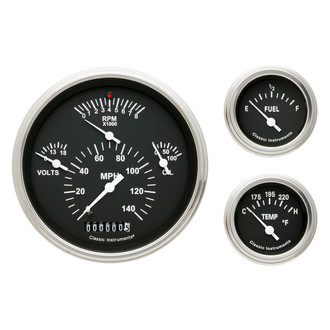 Classic Instruments® - Tetra Series 4-5/8" Custom 3-Gauge Set, 140 MPH, 8,000 RPM