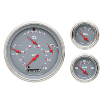 Classic Instruments® - Tetra Series 4-5/8" Custom 3-Gauge Set, 140 MPH, 8,000 RPM