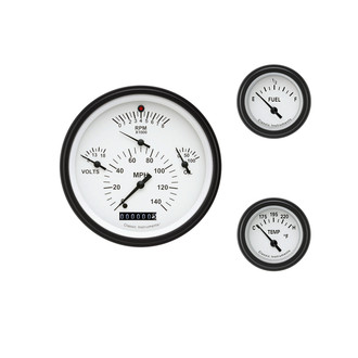Classic Instruments® - Tetra Series 4-5/8" Custom 3-Gauge Set, 140 MPH, 8,000 RPM