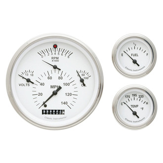 Classic Instruments® - Tetra Series 4-5/8" Custom 3-Gauge Set, 140 MPH, 8,000 RPM