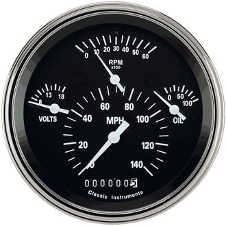 Classic Instruments® - Tetra Series 2-1/8" Four-in-One Gauge, 140 MPH, 8,000 RPM, 8-18 V