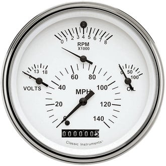 Classic Instruments® - Tetra Series 2-1/8" Four-in-One Gauge, 140 MPH, 8-18 V