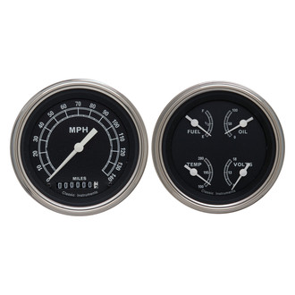 Classic Instruments® - Traditional Series 3-3/8" Speedometer and Quad Gauge Set, 140 MPH