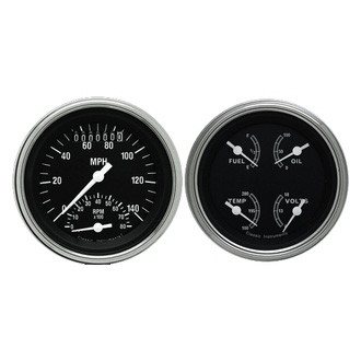 Classic Instruments® - Traditional Series 3-3/8" Speedtachular and Quad Gauge Set, 140 MPH, 8,000 RPM