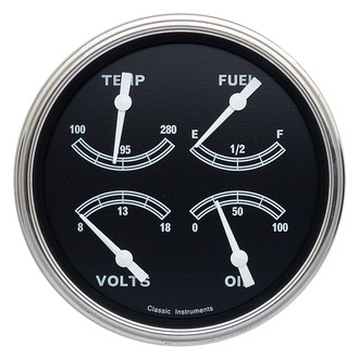 Classic Instruments® - Traditional Series 4-5/8" Quad Gauge, 0-90, 8-18 V