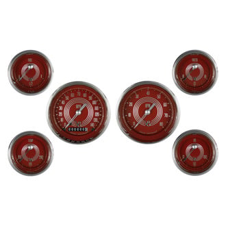 Classic Instruments® - V8 Red Steelie Series Custom 6-Gauge Set