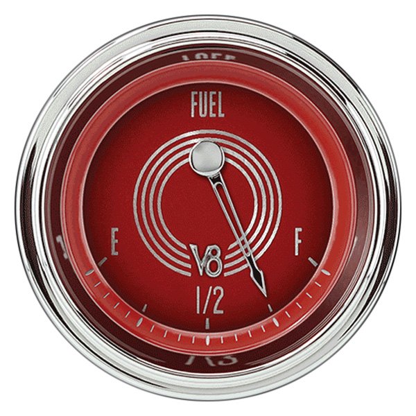 Classic Instruments® - V8 Red Steelie Series 2-1/8" Fuel Level Gauge, 0-90