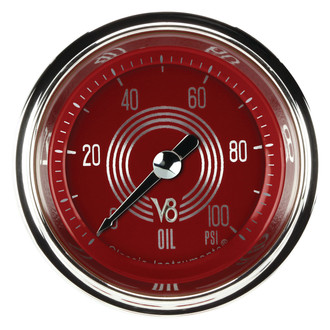 Classic Instruments® - V8 Steelie Series 2-1/8" Oil Pressure Gauge, 100 psi