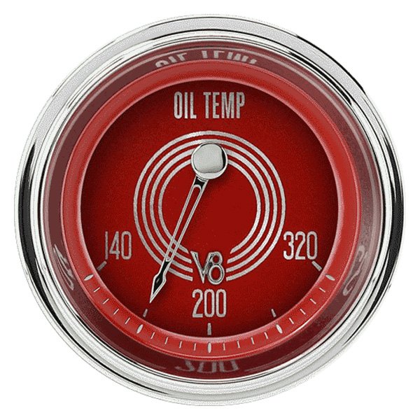 Classic Instruments® - V8 Red Steelie Series 2-1/8" Oil Temperature Gauge