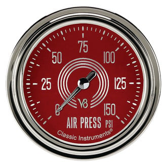 Classic Instruments® - V8 Steelie Series 2-5/8" Air Pressure Gauge, 150 psi