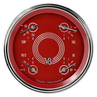 Classic Instruments® - V8 Steelie Series 4-5/8" Quad Gauge, 0-30, 8-18 V