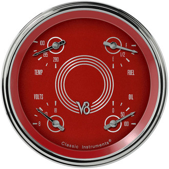Classic Instruments® - V8 Steelie Series 4-5/8" Quad Gauge, 0-30, 8-18 V