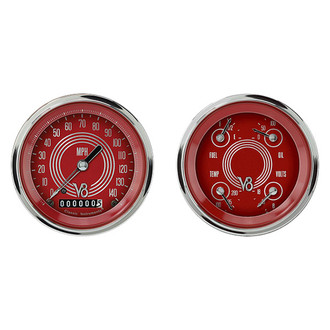 Classic Instruments® - V8 Steelie Series 3-3/8" Speedtachular and Quad Gauge Set, 140 MPH, 8,000 RPM
