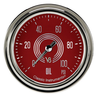 Classic Instruments® - V8 Steelie Series 2-5/8" Oil Pressure Gauge, 100 psi
