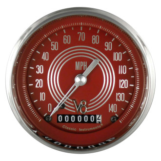 Classic Instruments® - V8 Steelie Series 3-3/8" Speedometer, 140 MPH