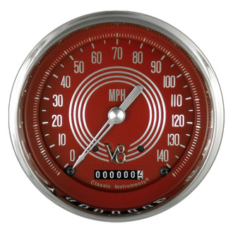 Classic Instruments® - V8 Steelie Series 4-5/8" Speedometer, 140 MPH