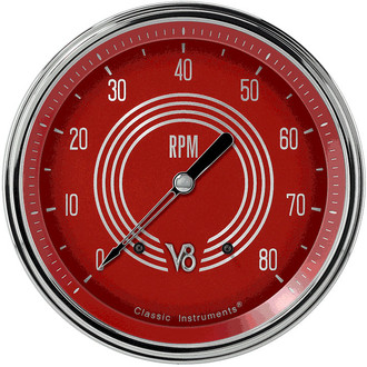 Classic Instruments® - V8 Steelie Series 4-5/8" Tachometer, 8,000 RPM