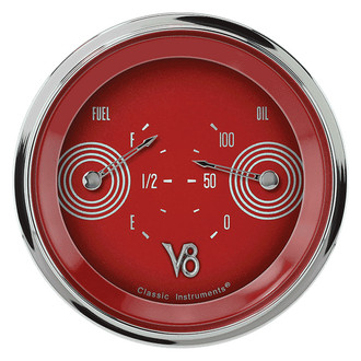 Classic Instruments® - V8 Steelie Series 3-3/8" Fuel & Oil Dual Gauge, 240-33