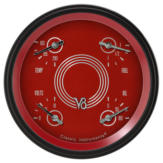 Classic Instruments® - V8 Steelie Series 4-5/8" Quad Gauge, 0-90, 8-18 V