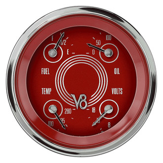 Classic Instruments® - V8 Steelie Series 3-3/8" Quad Gauge, 0-90, 8-18 V