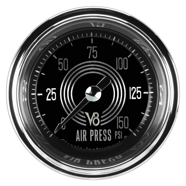 Classic Instruments® - V8 Speedster Series 2-1/8" Air Pressure Gauge, 150 psi