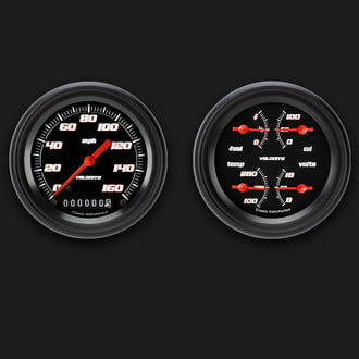 Classic Instruments® - Velocity Series 3-3/8" Speedometer and Quad Gauge Set, 160 MPH