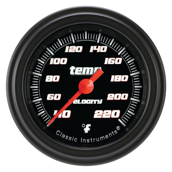 Classic Instruments® - Velocity Black Series 2-1/8" Stock Eliminator Temperature Gauge, 40-220 F