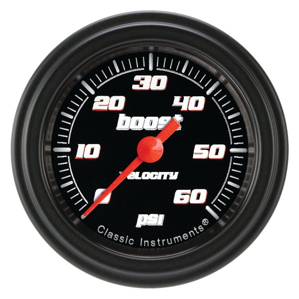 Classic Instruments® - Velocity Black Series 2-1/8" Boost Gauge, 60 psi