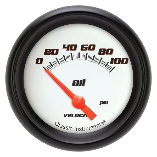 Classic Instruments® - Velocity White Series 2-5/8" Oil Pressure Gauge, 100 psi