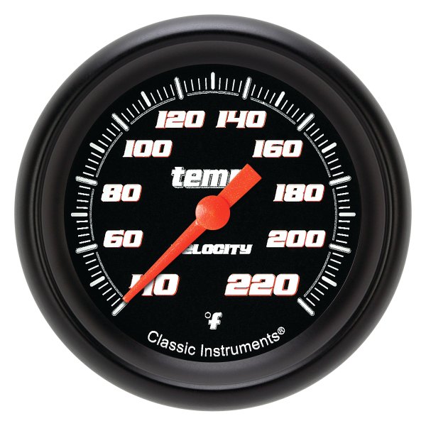 Classic Instruments® - Velocity Black Series 2-5/8" Stock Eliminator Temperature Gauge, 40-220 F