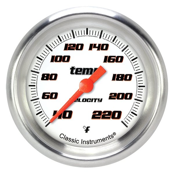 Classic Instruments® - Velocity White Series 2-5/8" Stock Eliminator Temperature Gauge, 40-220 F
