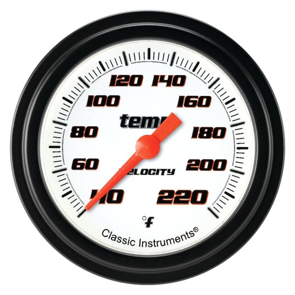 Classic Instruments® - Velocity White Series 2-5/8" Stock Eliminator Temperature Gauge, 40-220 F