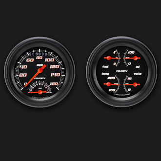 Classic Instruments® - Velocity Series 3-3/8" Speedtachular and Quad Gauge Set, 160 MPH, 10,000 RPM