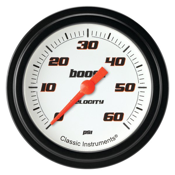 Classic Instruments® - Velocity White Series 2-5/8" Boost Gauge, 60 psi