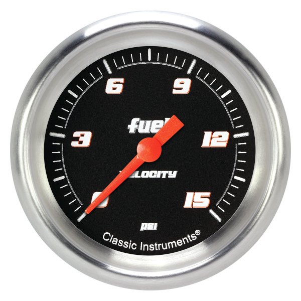 Classic Instruments® - Velocity Black Series 2-5/8" Fuel Pressure Gauge, 15 psi