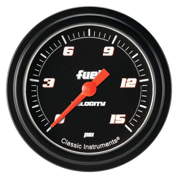 Classic Instruments® - Velocity Black Series 2-5/8" Fuel Pressure Gauge, 15 psi