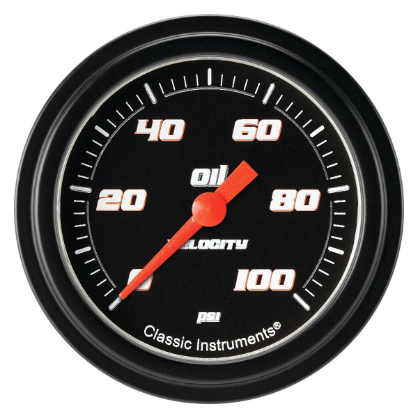 Classic Instruments® - Velocity Black Series 2-5/8" Oil Pressure Gauge, 100 psi