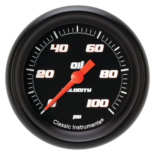 Classic Instruments® - Velocity Black Series 2-5/8" Oil Pressure Gauge, 100 psi