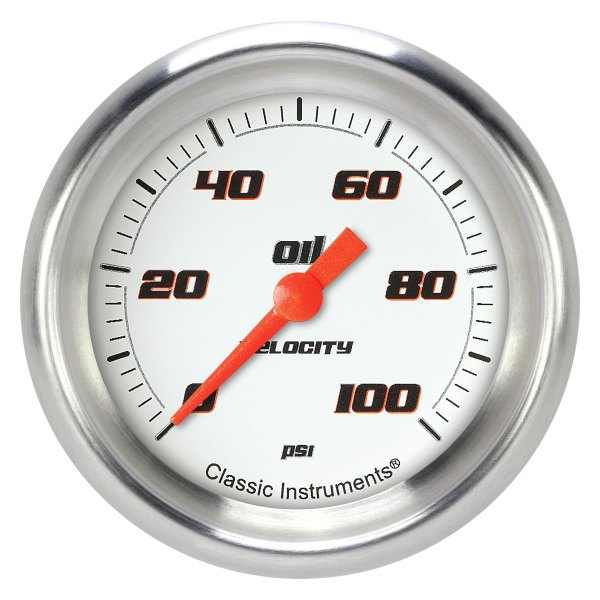 Classic Instruments® - Velocity White Series 2-5/8" Oil Pressure Gauge, 100 psi