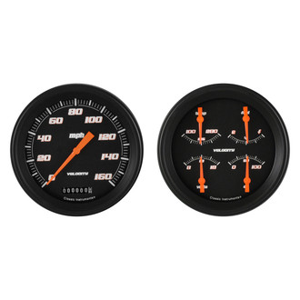 Classic Instruments® - Velocity Series 4-5/8" Speedometer and Quad Gauge Set, 160 MPH