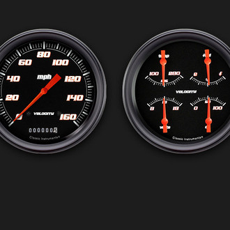 Classic Instruments® - Velocity Series 4-5/8" Speedometer and Quad Gauge Set, 160 MPH