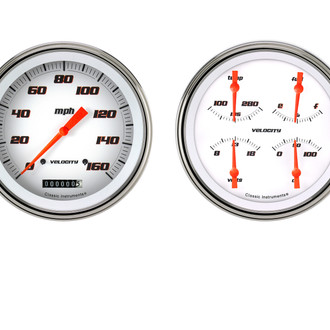 Classic Instruments® - Velocity Series 4-5/8" Speedometer and Quad Gauge Set, 160 MPH