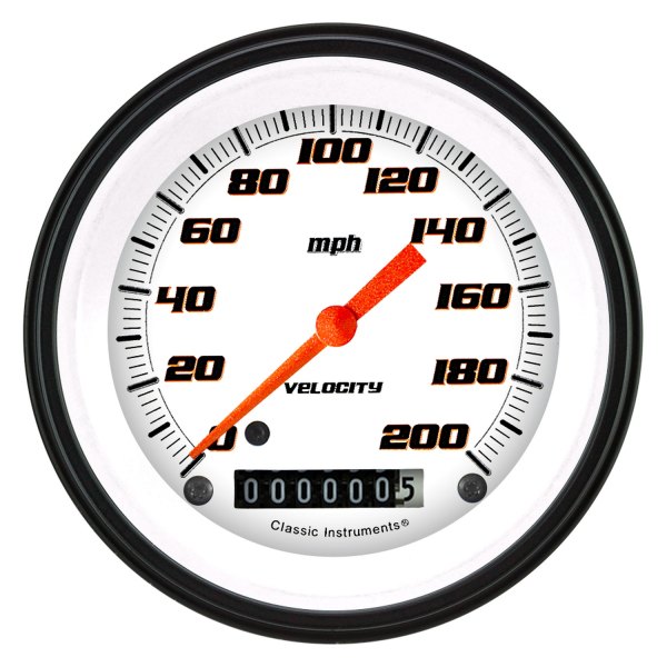 Classic Instruments® - Velocity White Series 3-3/8" Speedometer, 200 MPH