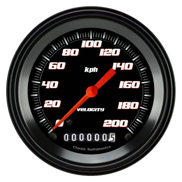 Classic Instruments® - Velocity Black Series 3-3/8" Speedometer, 200 KPH