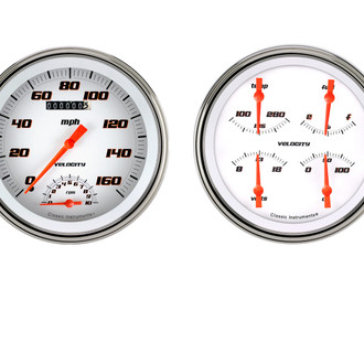 Classic Instruments® - Velocity Series 4-5/8" Speedtachular and Quad Gauge Set, 160 MPH, 10,000 RPM